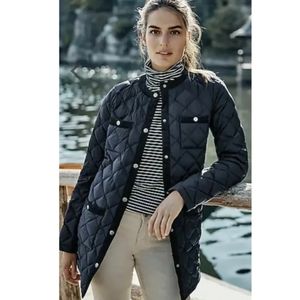 J.Jill - Women's Navy Blue A-line Quilted Down Puffer Coat - S
